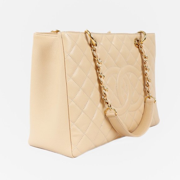 Chanel Beige Caviar Grand Shopping Tote GST GHW - Picture 13 of 13